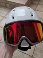 Weisser Skihelm mit Brille, Grösse S (52-55cm) Top Zustand