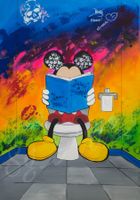 Acrylbild Micky WC, Disney, bunt Neu Unikat
