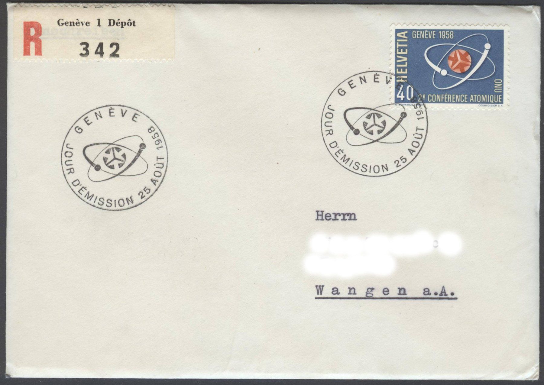 Tous les timbres: FDC 338 Atomkonferenz Genf, Recommandé – D'occasion à Uster par giorgiotr