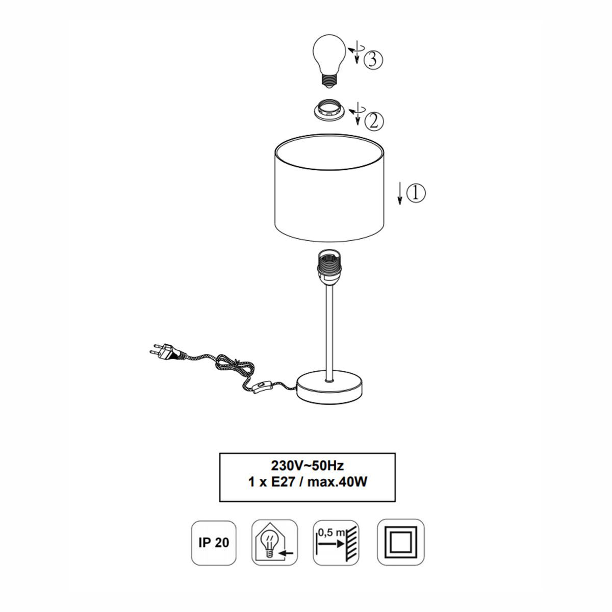 Lampen: Hotel Tischleuchte, Schwarz, 33 cm Höhe – Neu (gemäss Beschreibung) aus Kreuzlingen von Smart-Light 3