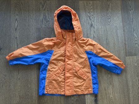 Regenjacke blau orange Grösse 86