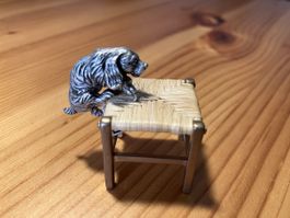 800 Silber Hund Miniatur auf Hocker – Italien Arezzo Garzi