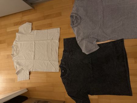 3 T-Shirts Set Baumwolle Rundhals Grau Weiss Grösse M