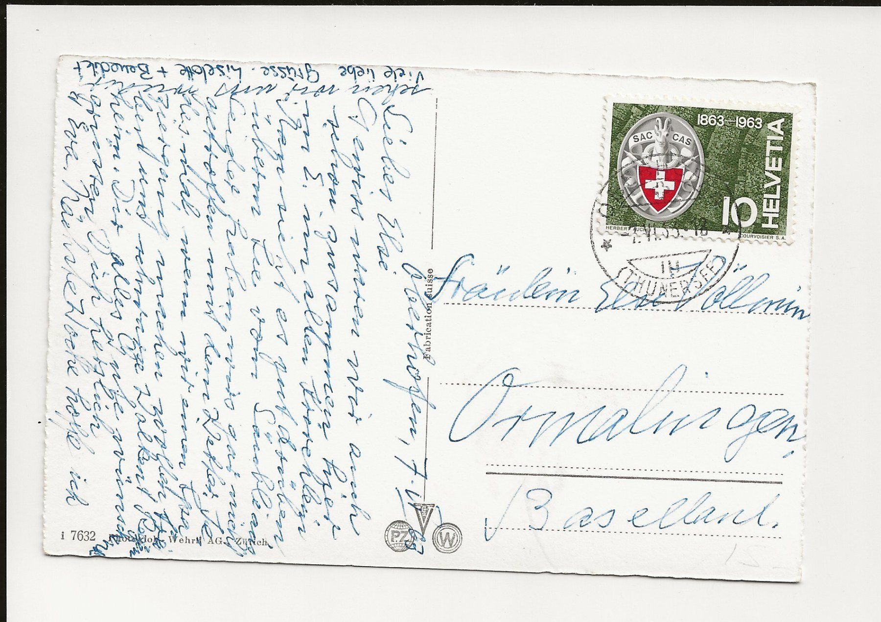 Cartoline postali: AK 1963 Einigen am Thunersee – Usato da Greifensee venduto da 315WDO 1