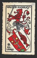 Ex-libris héraldique Walter Nadolny par Cl. Jeanneret. Basel