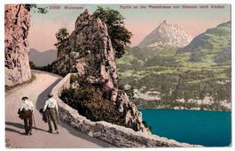 Poststrasse von Weesen nach Amden, gelaufen 1912
