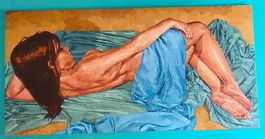 2 große Akt-Ölgemälde 120×60 cm  signiert Hernandez
