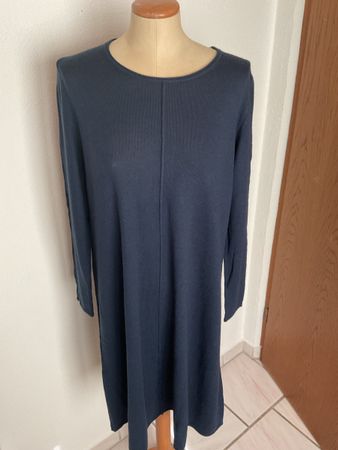 Strickkleid Kokon Zwo Merino Wolle blau Grösse L neu