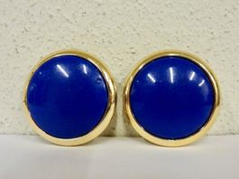 Vintage Ohrclips Clips Ohrschmuck Blau 60er 70er 80er Jahre