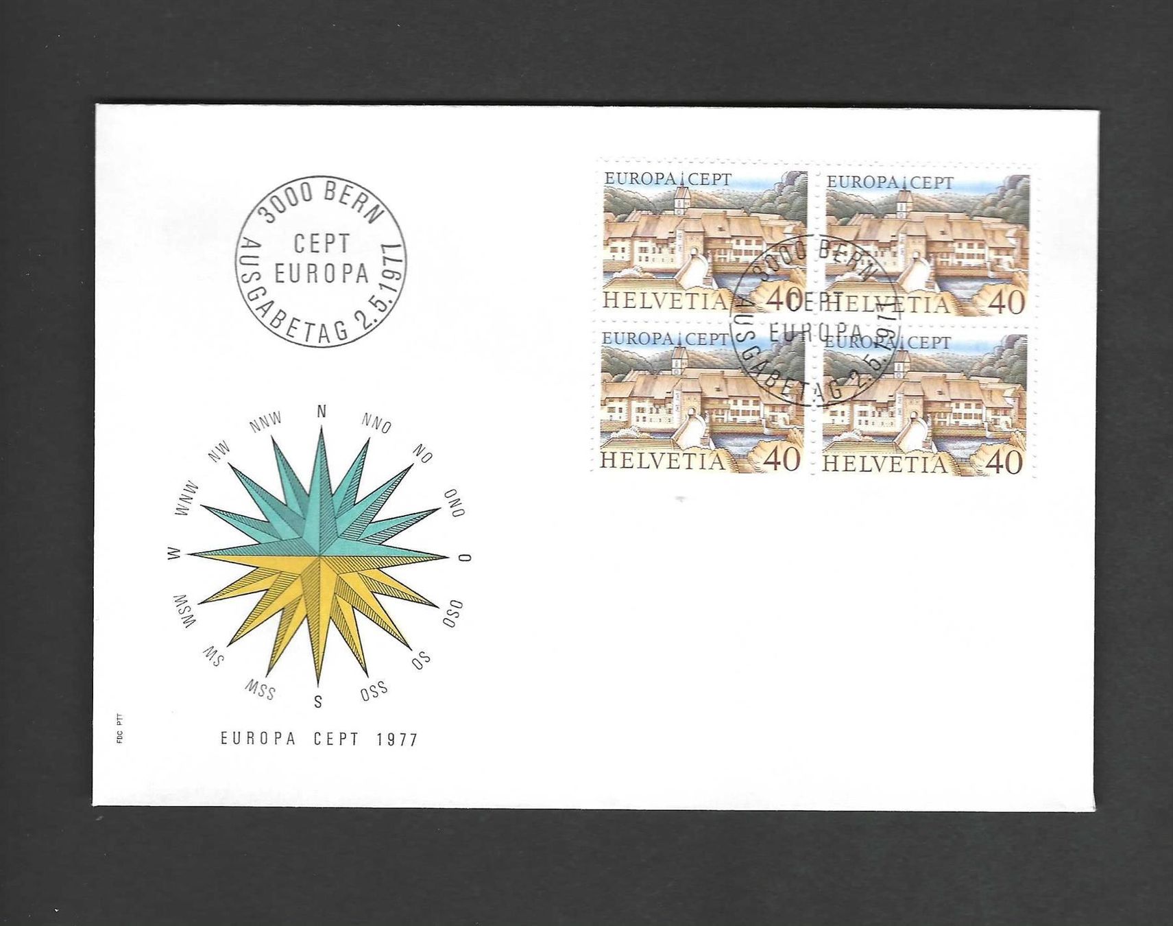 Tutti i francobolli: CH FDC Viereblock 1977 – Nuovo e nell'imballaggio originale da Koblenz venduto da Markenhimmel