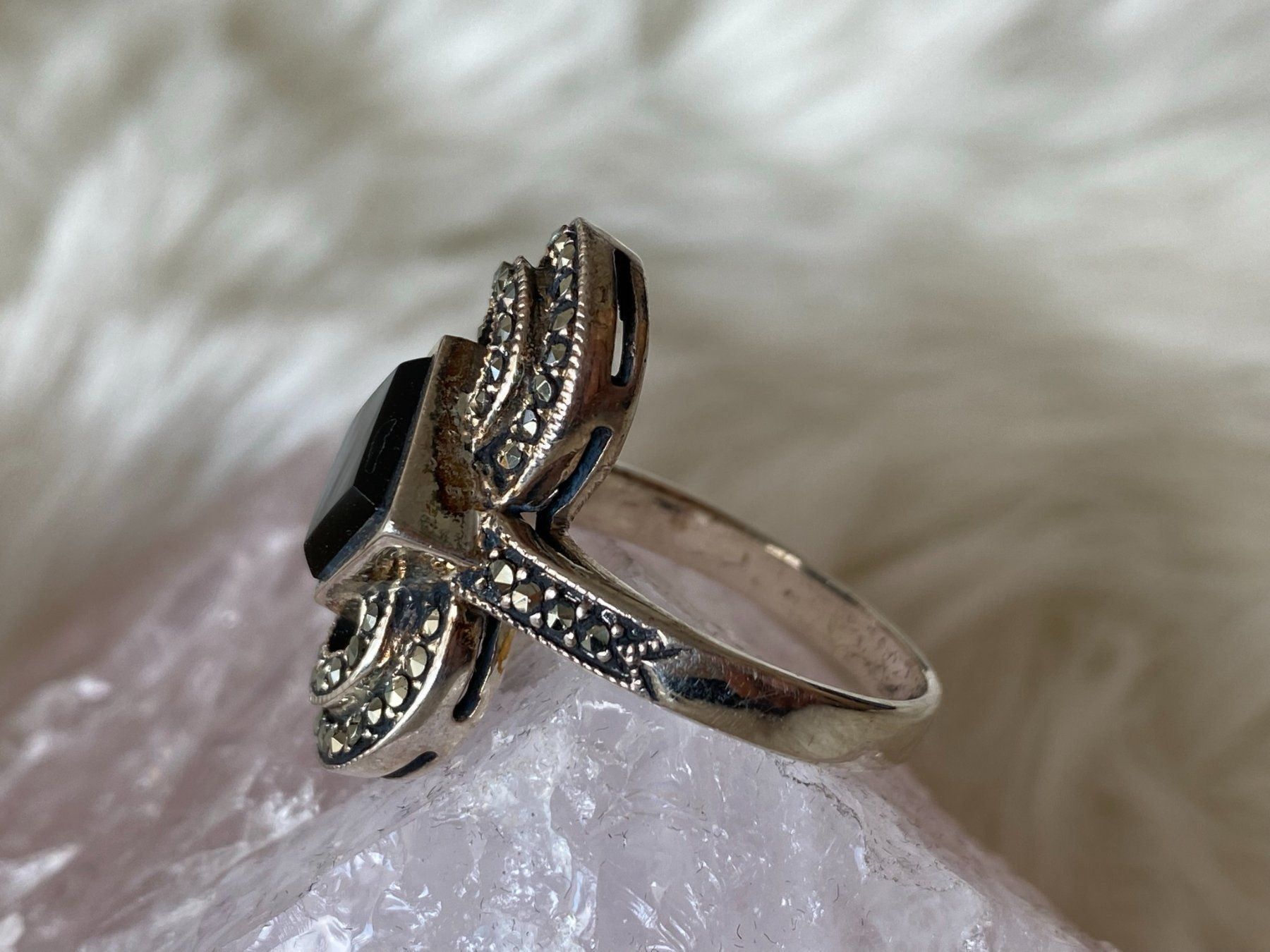 Anelli: Ring Silber 925 mit schwarzem Stein – Usato da Istighofen venduto da Ringparadies 1