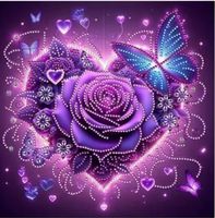 Diamond Painting: Rosenherz mit Schmetterling  30x30cm