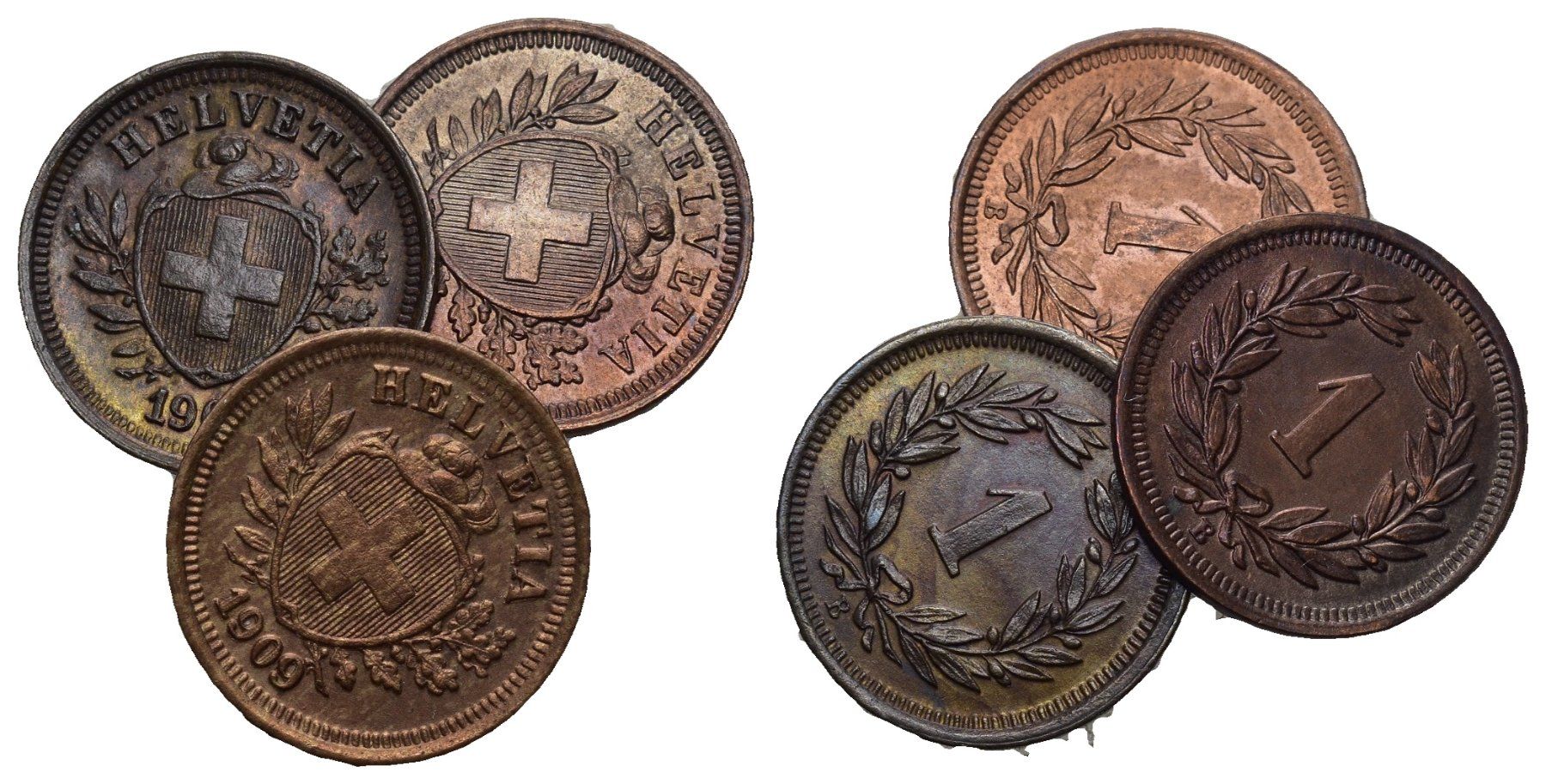 Tutti le monete: Schweiz 1909+1910+1911+1912 – Usato da Bern venduto da numismatictops