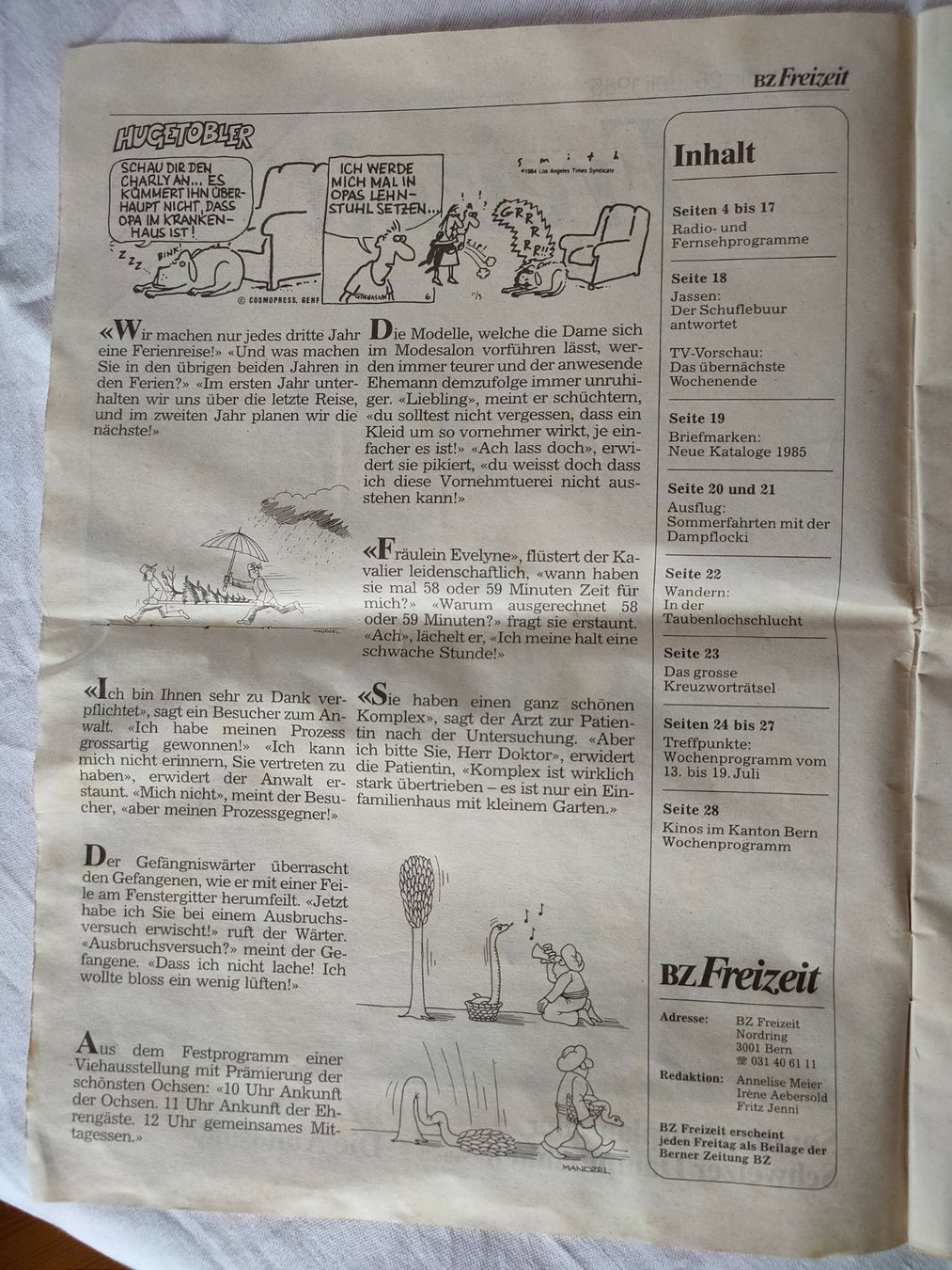 Riviste & Magazine: BZ Freizeit Zeitungsbeilage, Sommer 1985 – Usato da Ins venduto da Baj 1
