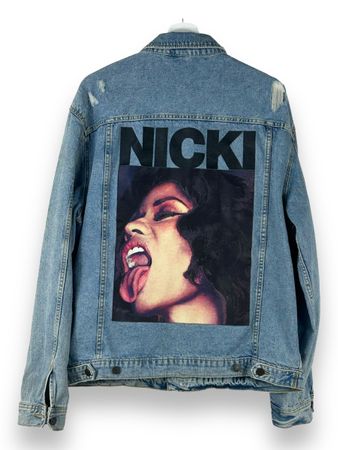 Coole Jeansjacke mit Nicki Minaj Print Gr. L - Jacke