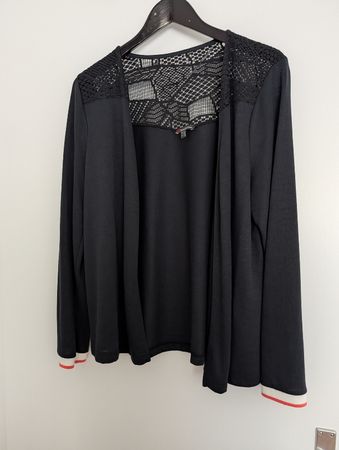Street One leichte Strickjacke, Gr. 40, Schwarz mit Spitze!
