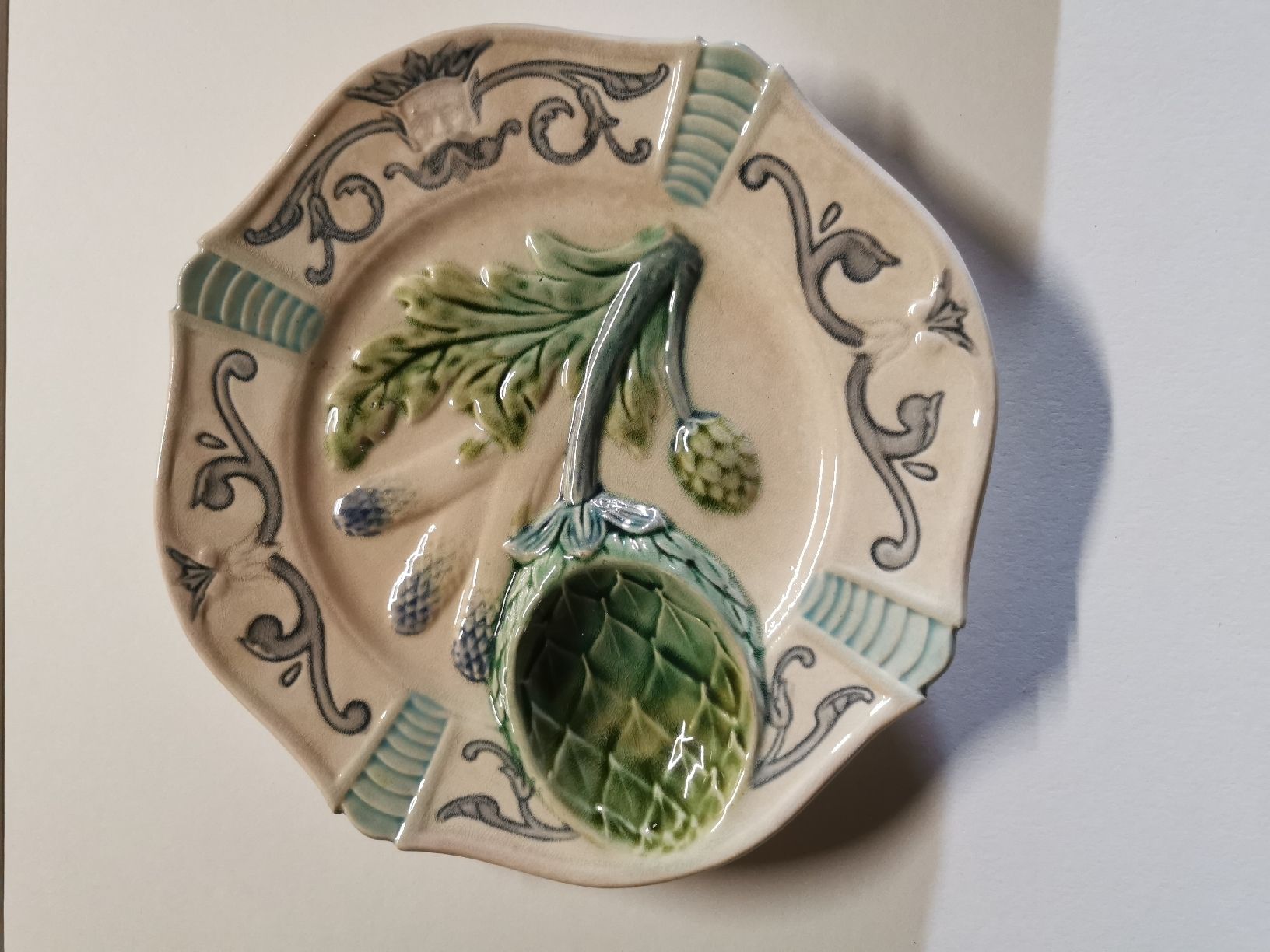 Teller: Assiette asperges  ( majolica)  – Gebraucht aus Bulle von pmcavalheiro