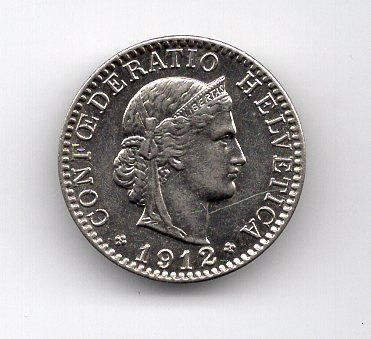 Tutti le monete: (2226) 20 Rappen, 1912, Super, stgl – Usato da Rüthi (Rheintal) venduto da erdnuessli1 1