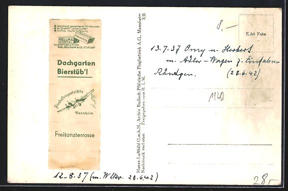 Cartoline postali: Mannheim, Flughafen und Flugzeug bereit  – Usato da Berlin venduto da bartko-reher 1