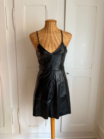 ZARA - Kunstleder Kleid schwarz S