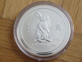 Lunar I Serie Münze Hase 1999 / 1Unze Silber