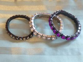 5 Armbänder "Brilli" +Acryl Lila/silber