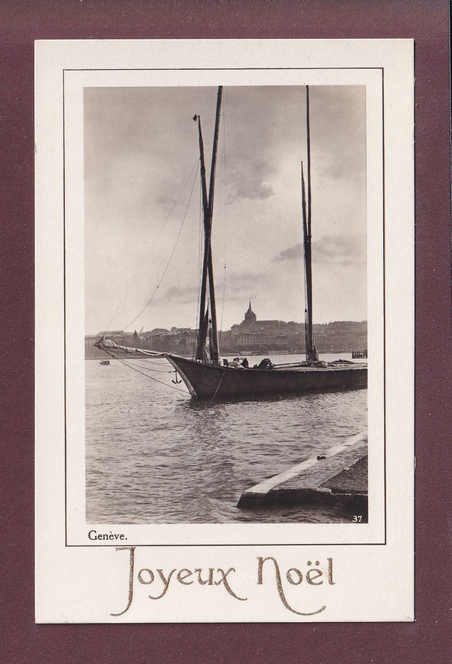 Cartoline postali: GENEVE - Barque - Joyeux Noël – Usato da Pully venduto da nicecards