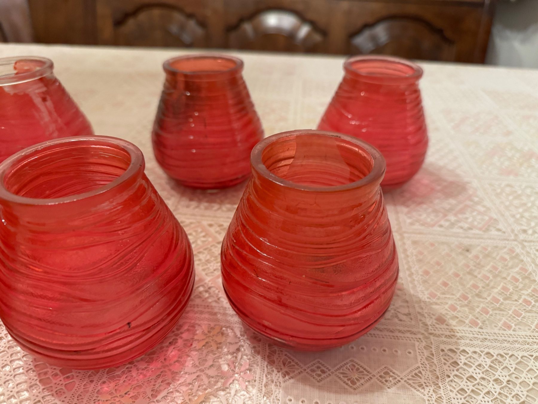 Portacandele: 8 rote  Teelichthalter, Windlichter, Glas gebraucht – Usato da Winterthur venduto da sportdisco2 3