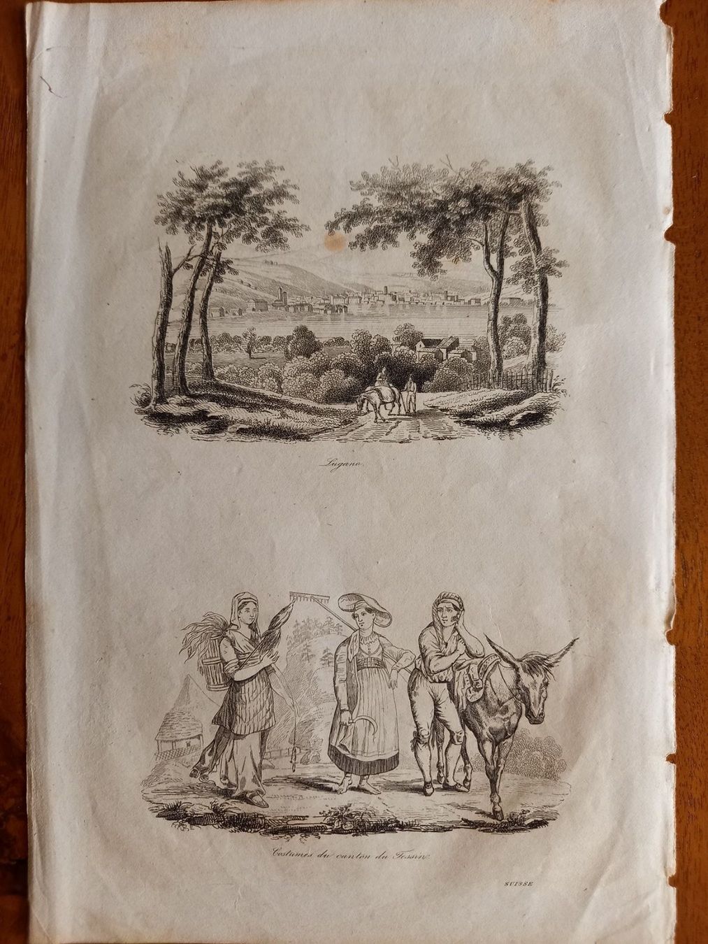 Incisioni: ancienne gravure Lugano+cost. du Tessin – Usato da Lausanne venduto da leneko