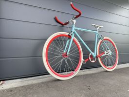 Stylisches Fixie / Singlespeed Fahrrad – Mint & Rot – Top Zu