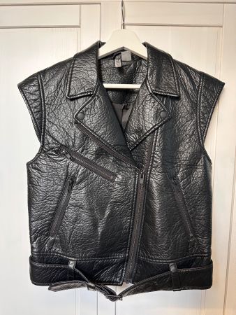 H&M Faux Black Leather vest weste size EUR 38 / M
