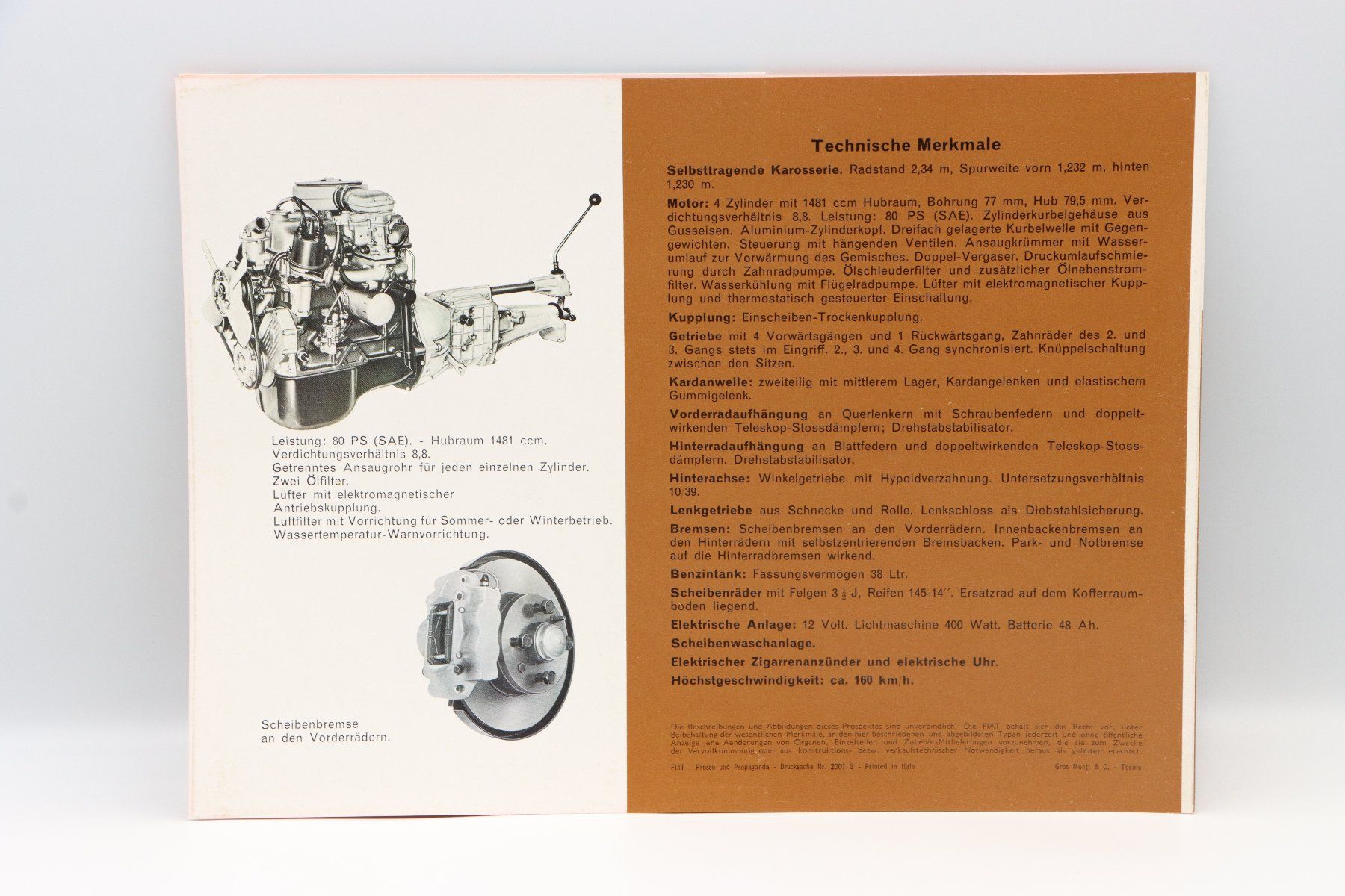 Fiat Documenti: Fiat 1500 Cabriolet 1964 Prospekt – Usato da Bühl b.Aarberg venduto da Collectorpassions 1