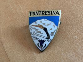 Pontresina / Antiker Anstecker für Skipullover / Werbung