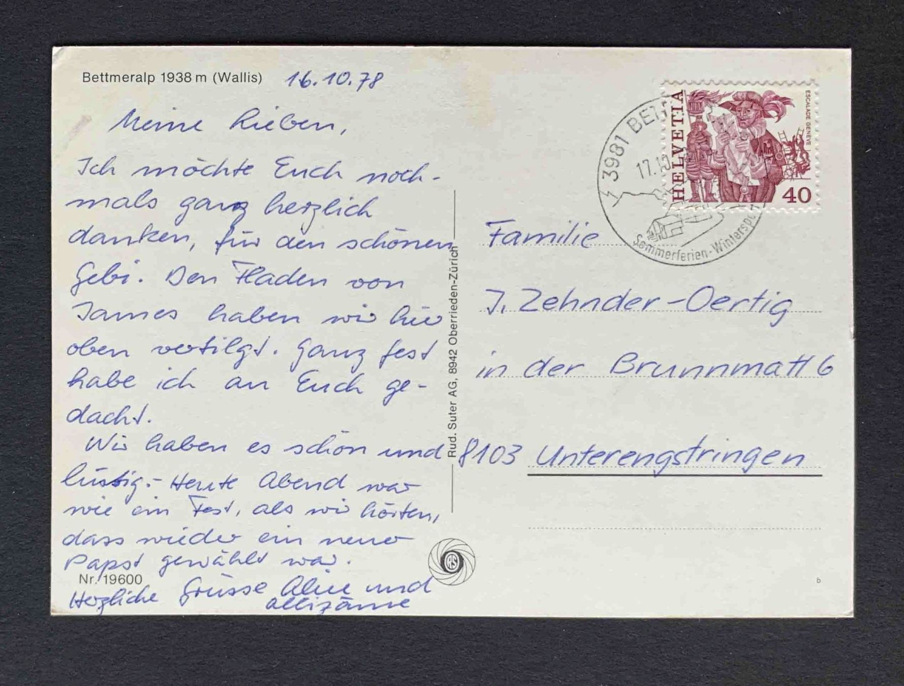 Cartes postales: AK Bettmeralp Wallis – D'occasion à Goldau par artelier1 1
