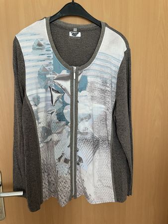 Damen Strickjacke mit Reissverschluss grau Grösse 46