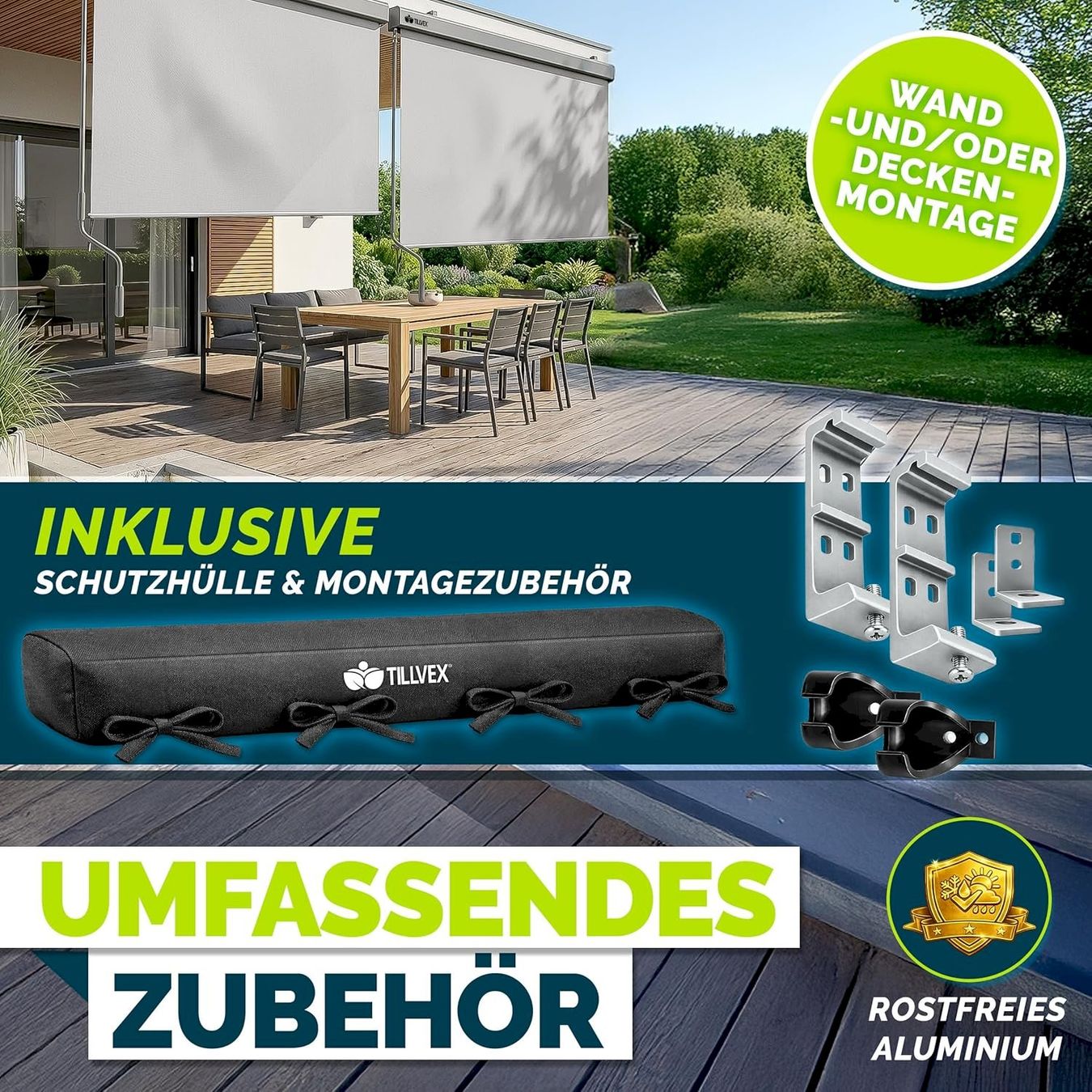 Markisen: Aussen-Senkrechtmarkise 200x250 grau – Neu und originalverpackt aus Bottighofen von zaap 5