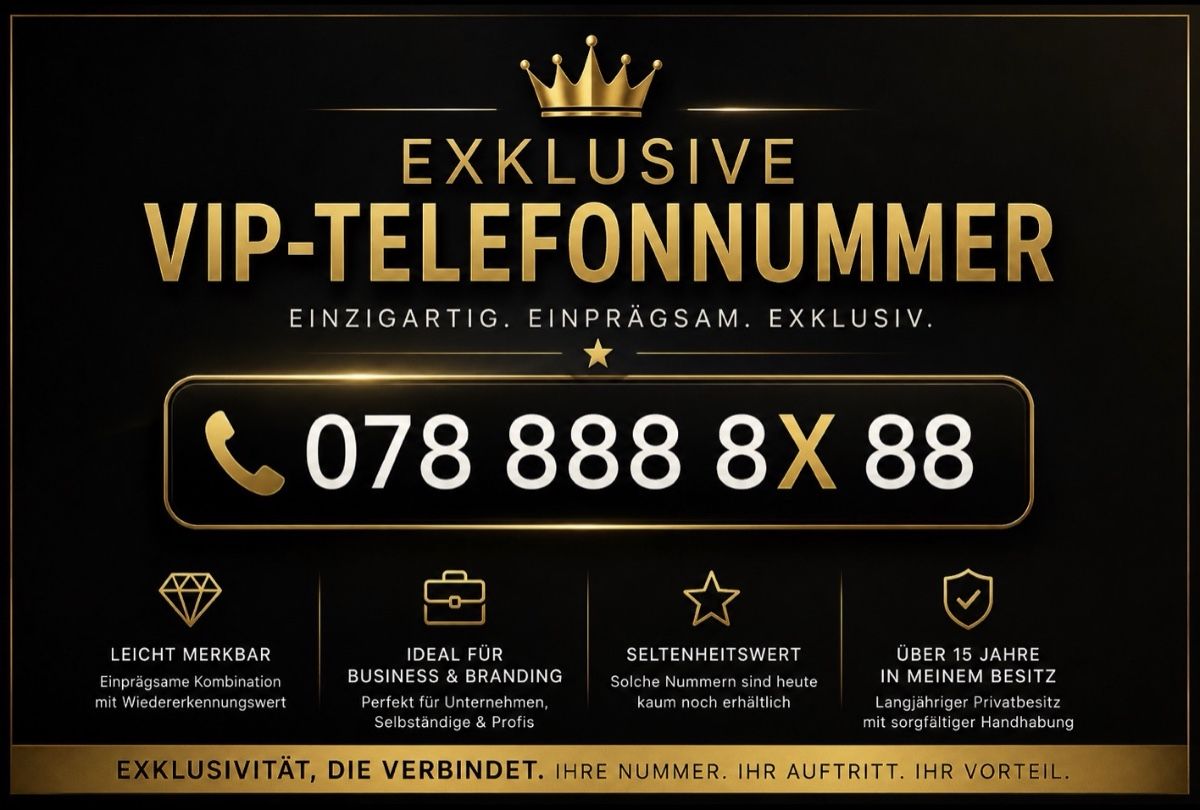 Carte prepagate: Exklusive VIP-Telefonnummer zu verkaufen – Usato da Sargans venduto da erca