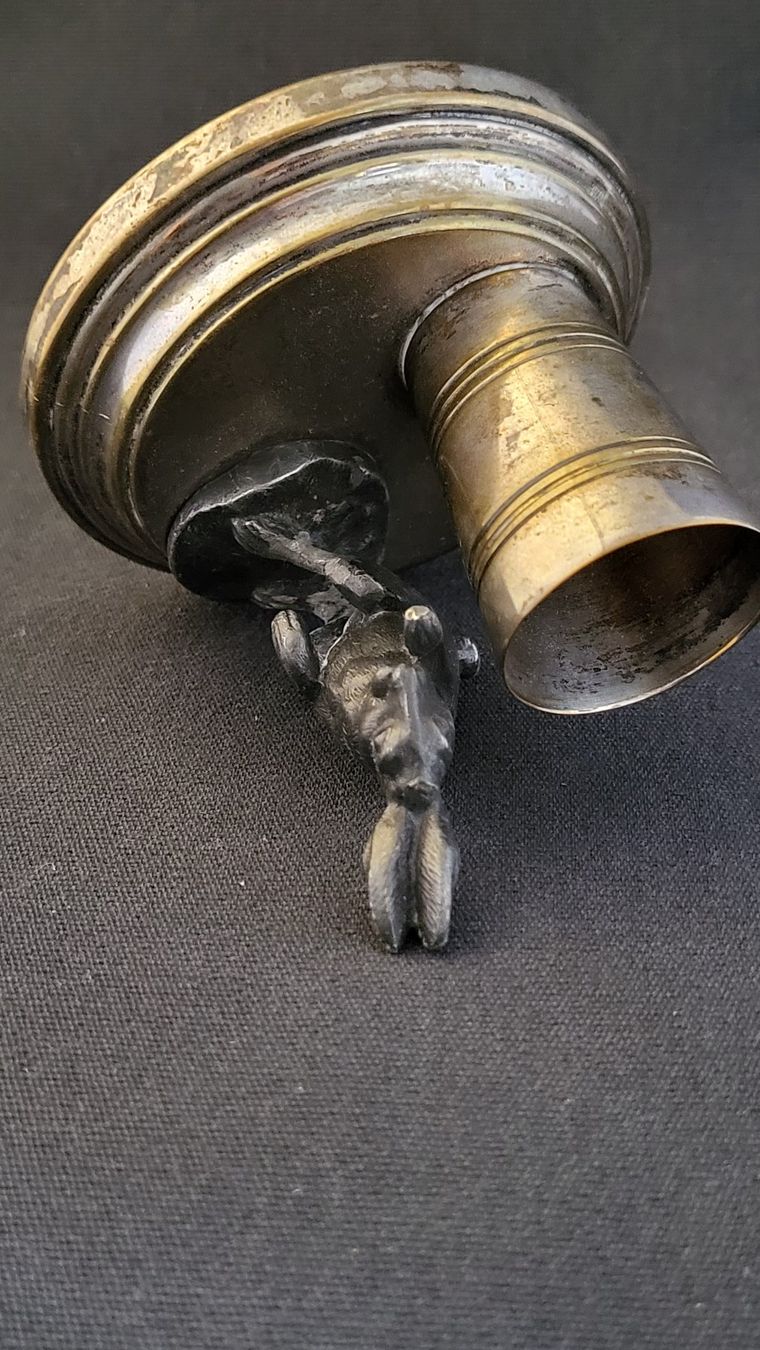 Statuette: Antiker Zahnstocherhalter mit Hase, versilbert – Usato da Basel venduto da spinne02 6