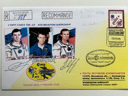 Sojus TM-22 Startbeleg 3.9.95 EUROMIR mit Reiter ( 3 OU)