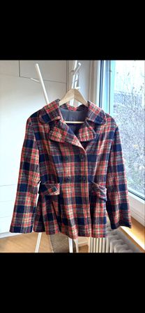 Vintage Plaid Wool Blazer Jacket - Chic Fall Style!