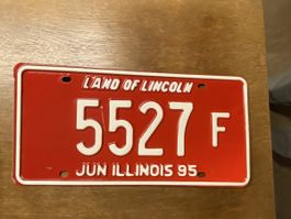 US Nummernschild Illinois rot weiss Oldtimer Deko