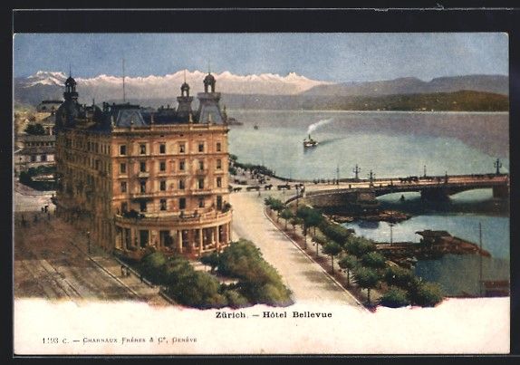 Cartoline postali: AK Zürich, Hotel Bellevue – Usato da Berlin venduto da bartko-reher