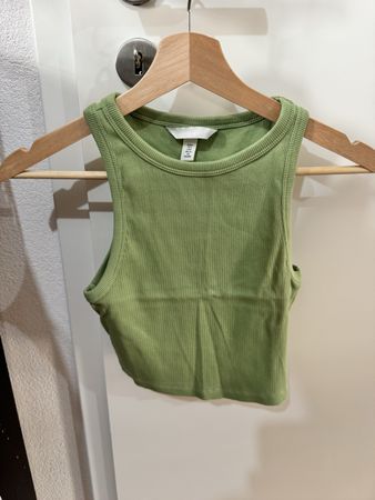 Débardeur H&M vert côtelé taille S état correct