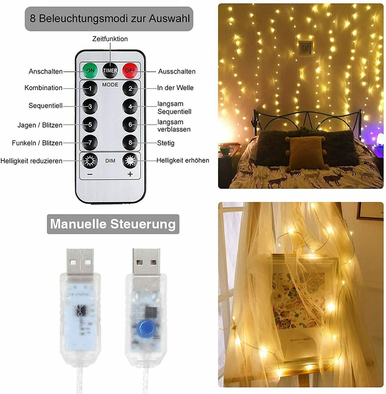 Ghirlande e barre luminose: 300 LED Lichterkette  3x3meter warmweiss – Nuovo (secondo la descrizione) da Kirchdorf AG venduto da Apost008 2