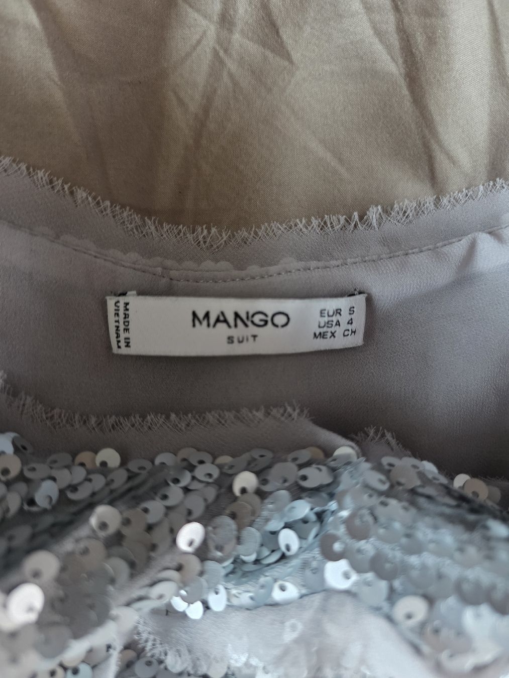 Mango Vestiti: Cocktailkleid Mango Pailletten Silber Grösse S – Usato da Dättwil AG venduto da Globetrotter2000 4