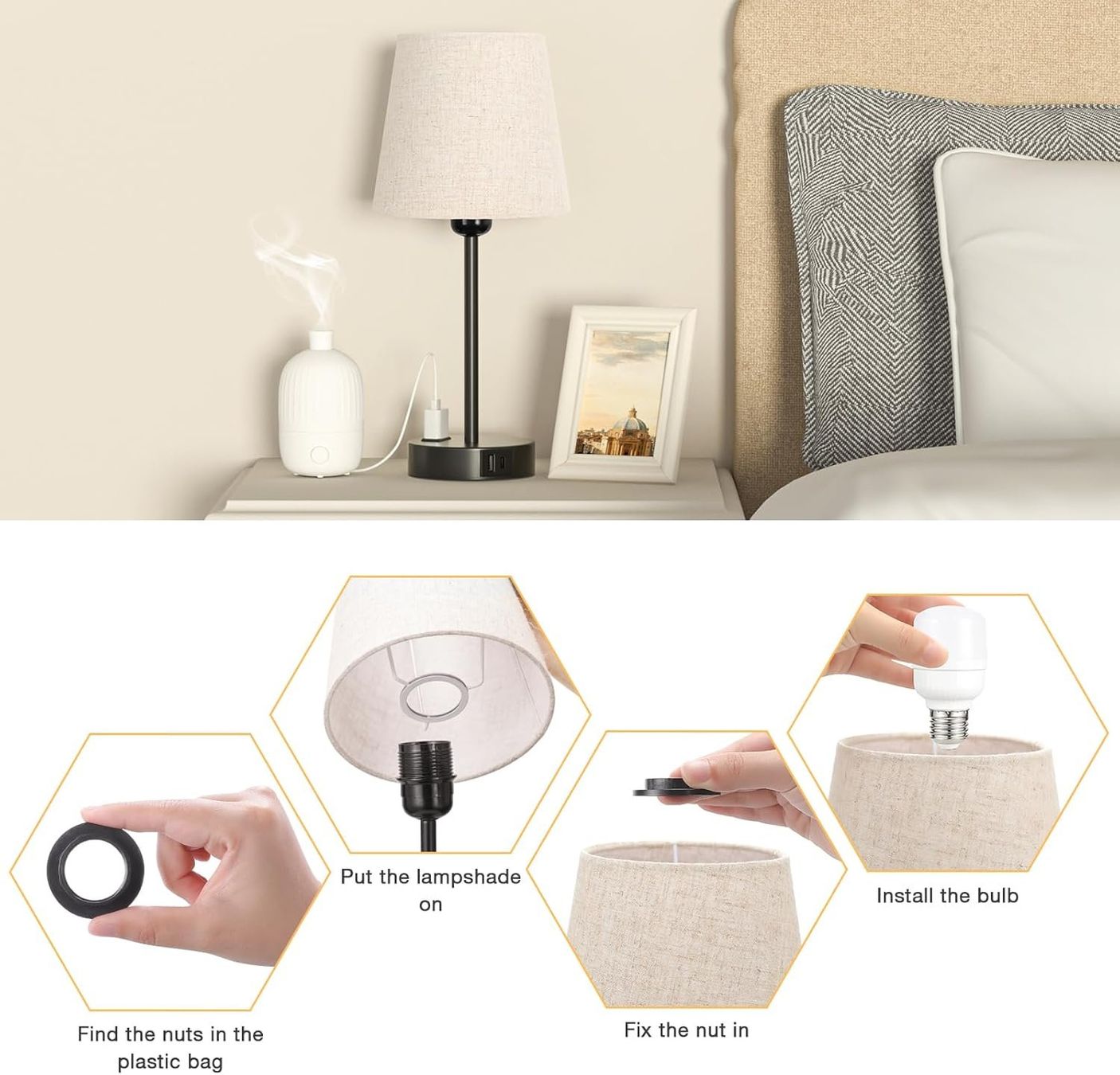Lampade: 2er Set, Tischlampe mit Ladefunktion USB A+C-Anschlüssen – Nuovo e nell'imballaggio originale da Nuglar venduto da SaleRitter 7