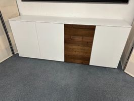 Sideboard GARDA Lack weiss Nussbaum 200 x 79 cm