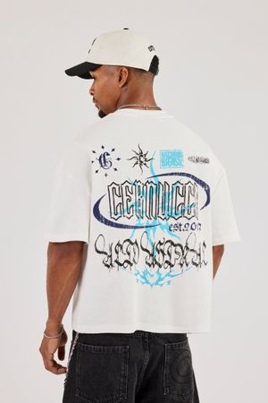Cernucci -WAFFLE BOXY BACK PRINT T-SHIRT - OFF WHITE