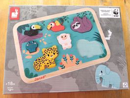 Janod Holzpuzzle Dschungeltiere ab 18 Monate Neu
