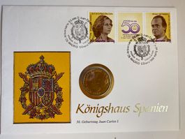 ENVELOPPE AVEC PIECE - KÖNIGSHAUS SPANIEN  1988  MUNZ-BRIEFE